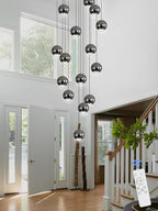 Staircase Chandelier Modern Crystal Pendant Light Large Chandeliers for High Ceilings Crystal Raindrop Chandelier High Ceiling Light for Living Room Stair Entryway Hallway Foyer D24''xH118''