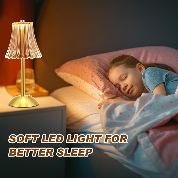 Liliful 6 Pcs LED Portable Cordless Table Lamp Touch Battery Operated Rechargeable Desk Lamp 3 Color Dimmable for Bedroom Living Room Dining (Rose Style,Gold)