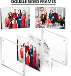 3.5x5 Acrylic Picture Frame 3 Pack, Clear Freestanding Double Sided Frameless Magnetic Photo Frames, Desktop Display Decor Gift
