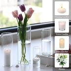 PHOSPHOR 16 PCS Glass Candle Holder, Hurricane Candle Hoder, Glass Pillar Candle Holder, Clear Cylinder Candleholder Cylinder Vase for Centerpieces Wedding Party Decoration