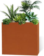 Galvanized Steel Metallic Heavy Planter for Outdoor Plants Metal Outdoor Planter Spliced Flower Box with Partitions for Outside,Indoor,Garden (Corten, 24 * 10 * 24)