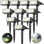 Solar Spot Lights Outdoor, 10 Pack Outdoor Solar Lights for Yard Waterproof, 4 Lighting Modes Solar Landscape Spotlights, Auto On/Off Solar Powered Flood Lights Garden Pathway (Cool White)
