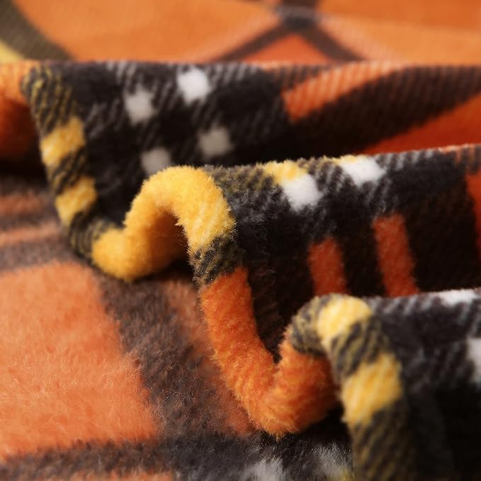 MERRYLIFE Throw Blanket for Couch Orange Plaid Chair Throw Blanket| Soft Decorative Ultra-Plush Colorful| Throw Size Travel Blanket Plush|(50" 60", Harvest Plaid)