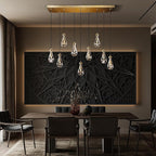 Raindrop 9-Light Chandeliers for Dining Room Gold Dining Room Lights Fixture Over Table, Brass Pendant Lights Kitchen Island, Adjustable Rope Teardrop Hanging Lamp Ceiling for Living Room