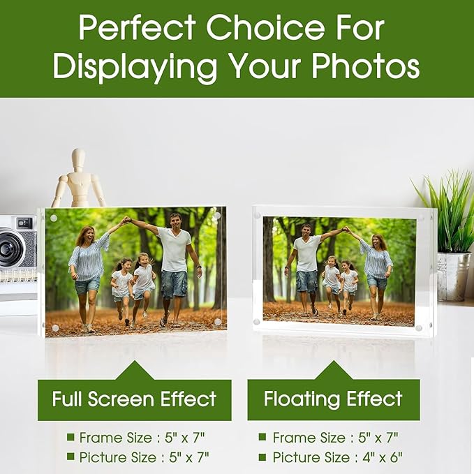 SYNTRIFIC 30 PACK Magnetic Picture Frame,5X7 Acrylic Frame Double Sided Picture Frame,20mm Thickness Magnetic Premium Acrylic Picture Frames Gifts Ideal
