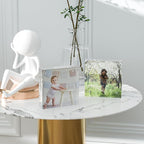 Acrylic 4x4 Square Picture Frame 4 Pack, Magnetic Picture Frames for 4x4 or 3x3 Pictures Display, Photo Frames Desktop Display, Freestanding