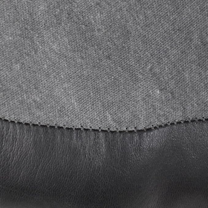 PF12 Goat Leather Handmade Eco-Friendly Black Pouf - Round Shape, 21" x 21" x 12", Plain Solid, Recycled Cotton Filled