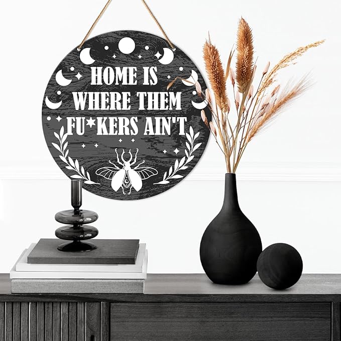 Muktoujaumai Witch Sign Decor, Witchy Hanging Sign Decor Rustic Wall Decorations Magic Witchcraft Sign for Gothic House, Living Room, Housewarming Gift for New House Home Wicca
