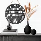 Muktoujaumai Witch Sign Decor, Witchy Hanging Sign Decor Rustic Wall Decorations Magic Witchcraft Sign for Gothic House, Living Room, Housewarming Gift for New House Home Wicca