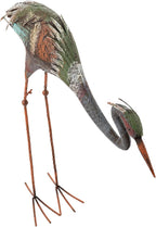 Alpine Corporation 30" Tall Outdoor Rustic Metal Bowing Crane Statue Yard Art Decoration