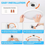 SunRider 4 Pack 12 Inch LED Flush Mount Ceiling Light, 2400LM, 5000K Daylight White, 24W Dimmable Modern Slim Round Flat Ceiling Lights for Bedroom