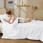 Litanika White Twin/Twin XL Comforter Set, 2 Pieces Lightweight Solid Bedding Set, All Season Fluffy Bed Set (66x90In Comforter & 1 Pillowcase)