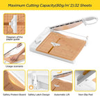 12 Inch Wood Guillotine Paper Cutter, Heavy Duty Wood Base Paper Trimmer with 32 Sheets Paper Cutting Board for Classroom, Crafting, Cardstock, Art Projects (White)