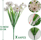 Krissing 48 Bundles Outdoor Artificial Flowers UV Resistant Fake Silk Flowers Faux Plastic Plants Outside Garden Porch Window Box Summer Decoration (White)