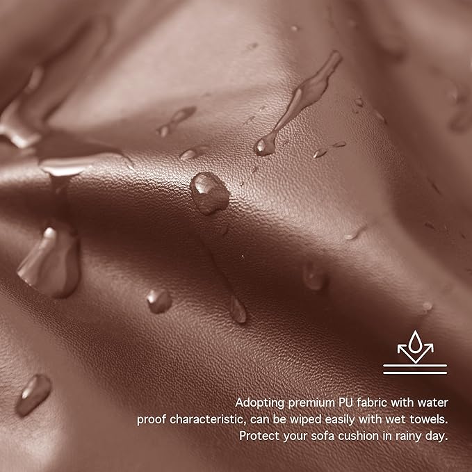 Yates Home PU Leather Couch Sofa Cushion Slipcover Water-Proof Elastic Chair RV Seat Covers Sofa Furniture Protector Slip Cover for Seater Replacement in Living Room（Loveseat, Light Brown）