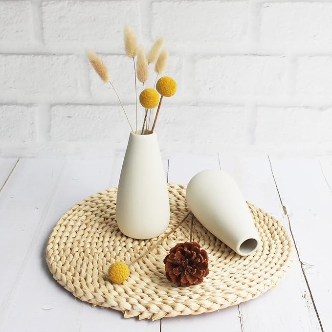 YANLING 6 Pack Small White Vase for Home Decor, 5 inch Modern Ceramic Vases for Pampas Grass, Boho Vase White Vases for Dried Flowers, Wedding Dinner Table Party