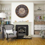 CLXEAST 24 Inch Wall Clock with Moving Gears,Oversized Large Industrial Steampunk Clock, Antique Gold Metal Roman Numeral Wall Clocks for Farmhouse Living Room Decor