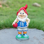 Outdoor Garden Sculpture Sports Garden Gnome with Basketball, 9.5 Inch Decorative Resin Statue, Red and Blue Jersey, Indoor Outdoor Decor A for Basketball Enthusiasts