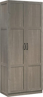 Sauder Select Storage Cabinet, Pantry Cabinet Kitchen Storage with Adjustable Shelves, Bathroom Storage Cabinet, in Silver Sycamore