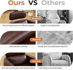 Modern 360° Leather Swivel Accent Chair with Adjustable Headrest, Chenille Accent Chair for Living Room, Vanity Chair for Makeup, Swivel Barrel Chair with Lumbar Pillow, Comfy Barrel Armchair, Brown