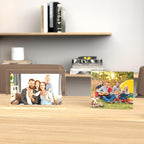 ILYXY 2 Pack Acrylic Frame 6x6, 20% Thicker, 24mm Thick Frameless Clear Square Picture Frame, Double Sided Magnetic Photo Frame, Free Standing Desktop Display Stand Acrylic Picture Frames