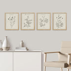 SIGNWIN Framed Vintage Wildflower Wall Art, Set of 4 Plant Collage Drawing Wall Decor Prints, Nature Wilderness Wall D¨¦cor for Living Room, Bedroom - 12"x16" Natural