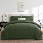 CozyLux Full Size Comforter Sets Olive Green, 7 Pieces Bed in a Bag, Green Comforter Full Size, All Season Bedding Sets with Stitch Quilted Comforter, Flat Sheet, Fitted Sheet, Pillowcases