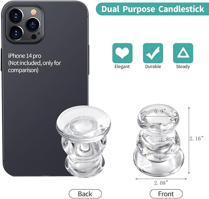 IYOUYA Clear Glass Candlestick Holders 24PCS, 2.1" H Taper Candle Holders Bulk for Pillar Candles, Taper Candles, Glass Candle Holders for Wedding, Party&Festival