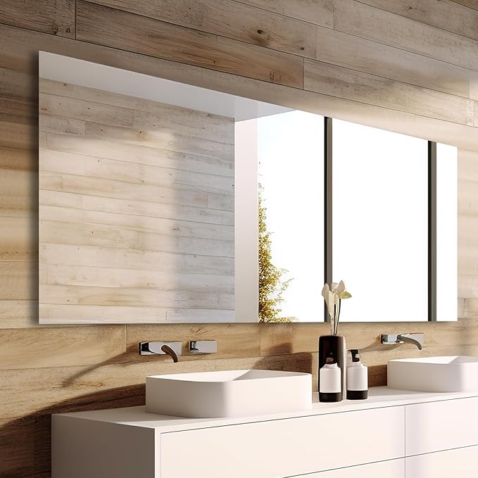 Mirrorons Large Vanity Mirror 72" x 36", Bathroom Vanity Mirror with Frameless Polished Edge, Hangs Horizontally or Vertically. Upgraded Shatterproof Bathroom Mirrors for Wall.