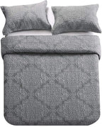 Travan 3-Piece King Quilt Set Quilted Bedspread Oversized Microfiber Lightweight Bedspread Coverlet Set with Shams Bedding Set for All Season, Grey, King