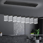 24-Lights Modern Crystal Chandeliers LED Pendant Light for Kitchen Island Dining Room Entrance Foyer Living Room 6000K Black