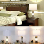 Serteaw Set of 2 Gold Bedroom Lamp for Nightstands, Touch Table Lamps, USB Charging Ports, with Stepless Dimming Mode for Living Room, Modern Snow and Clouds Crystal Bedside Lamps