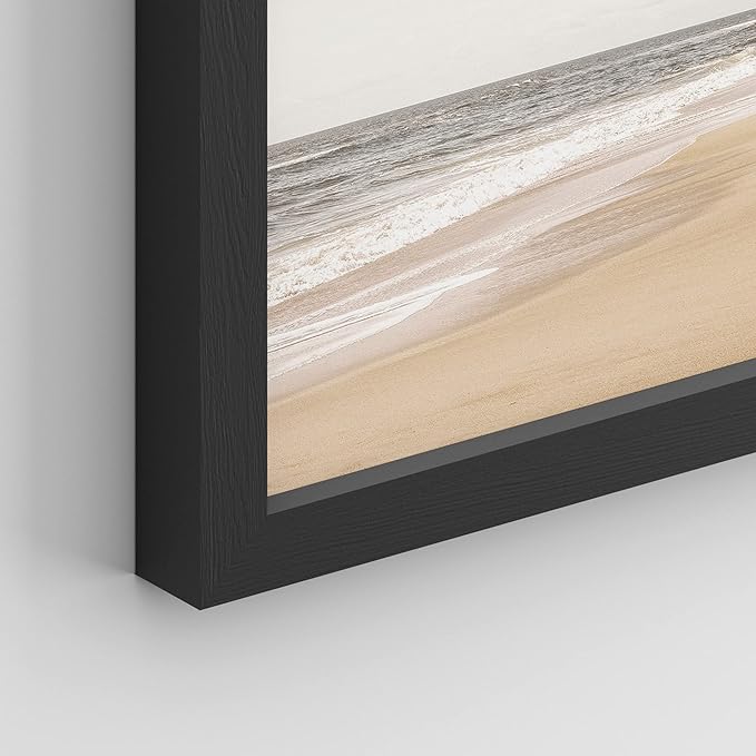 SIGNWIN Framed White Minimalist Ocean Beach Seashore Scenic Wall Art, Set of 4 Landscape Colorful Wall Decor Prints, Nature Wilderness Wall Décor for Living Room, Bedroom - 11"x14" Black