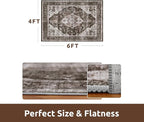 AMOAMI-4X6 Area Rugs for Living Room -Soft Vintage Bedroom Rugs-Non Slip Washable Rug-Throw for Living Room Bedroom Bedside Dining Room Office Brick/Brown