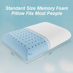 Sweetcrispy Memory Foam Pillows - Standard Size Neck Pillow, Ventilated Cooling Bed Pillow with Removable Cover, Comfort and Support, Best for Side, Back, and Stomach Sleepers, Living Room, White