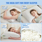 Cooling Pillows for Sleeping, Shredded Memory Foam Pillows 2 Pack, Bed Pillows Queen Size Set of 2, Adjustable Loft Soft or Firm Pillow for Side Back Stomach Sleepers with Cooling Cover