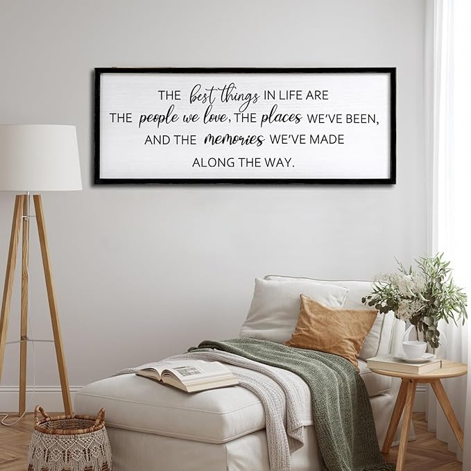 The Best Things in Life Framed Wall Art, 32''×12'' Rustic The Best Things in Life Sign for God Jesus Christ Prayer, Horizontal Holy Inspirational Family Home Decor
