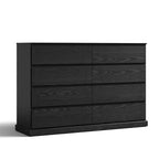LINSY HOME 8 Drawer Dresser for Bedroom, 53" Wide Chest of Deep Drawers, Modern Farmhouse Wood Dressers with Storage, Large Drawer Organizer for Bedroom, Living Room, Handless Design, Black