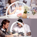 Foldable Large Half Moon LED Light,29" Arch Light with Rhinestone-Encrusted for Table Nail Desk with Phone Stand, Upgrade Arch Light for Nail Techs (White, Large)