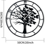 20inch/50cm Large Tree of Life Wall Clocks for Living Room Decor,Bedroom,Battery Operated Metal Big Decorative Silent Non Ticking Wall Clock for Farmhouse(Tree of Life, 20 inches)