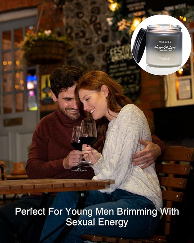 M&SENSE Cedarwood Vanilla Scented Candle for Men, 11.6oz 2 Wick Masculine 70 Hours Long Lasting Soy Wax Valentines Day Gifts Best Smelling Home Fragrance