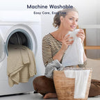 PHF Ultra Soft Waffle Weave Blanket Twin Size 66"x 90"- Washed Lightweight Breathable Cozy Woven Blanket for Bed - Aesthetic Decor for Couch Bedding Sofa Home Car - Khaki