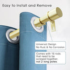 Curtain Rods for Windows 16 to 240 Inches Adjustable Length 1 Inch Diameter Window Curtain Rod with Aluminium Finials, Warm Gold