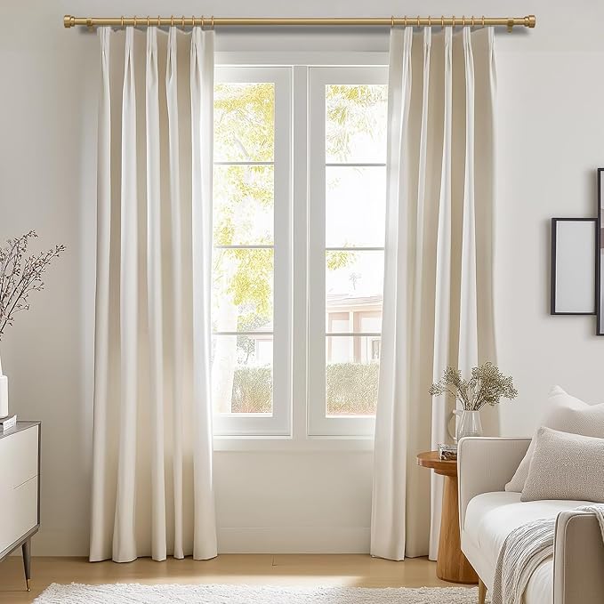 Oneach Gold Curtain Rods for Windows 48 to 84 Inch, 1 Inch Pole Adjustable Length Heavy Duty Metal Curtain Rod Set, for Outdoor Bedroom Kitchen Living Room (16 to 88 Inch)