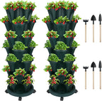 Vertical Planter 7 Tier Stackable Planters Garden Planters Strawberry Herb Flower and Vegetable Planter Indoor Outdoor Gardening Pots with Removable Wheels and Tools 2-Pack