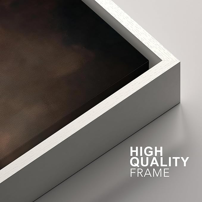 SIGNFORD Framed Canvas Print Wall Art Set Moody Dark Abstract Earth Tones Illustration Modern Art Decorative Nordic Nature for Living Room, Bedroom, Office - 16"x24"x2 White