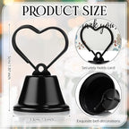 24 Pcs Table Number Holders Place Card Holders for Table 2 Inch Ring Clip Bell Number Holder Metal Picture Holder for Wedding Christmas Restaurant Home Photo Office Memo(Black,Heart)