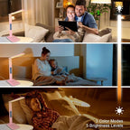 Desk Lamp with Wireless Charger，USB Charging Port, Dimmable Office Desk Light with Clock, Alarm, Date, Temperature, Foldable Lamp for Table Bedroom Bedside Office (Pink, Standard Size-13.3 inch)