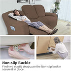 Easy-Going 6 Pieces Recliner Loveseat Stretch Sofa Slipcover Sofa Cover Furniture Protector Couch Soft with Elastic Bottom Kids, Spandex Jacquard Fabric Small Checks Brown