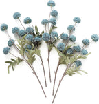 Floroom 5pcs Dusty Blue Faux Silk Mums Artificial Flowers, Bulk Fake Small Mini Chrysanthemums with Stems for DIY Slate Blue Wedding Centerpieces Floral Arrangements Vase Fillers Home Decorations